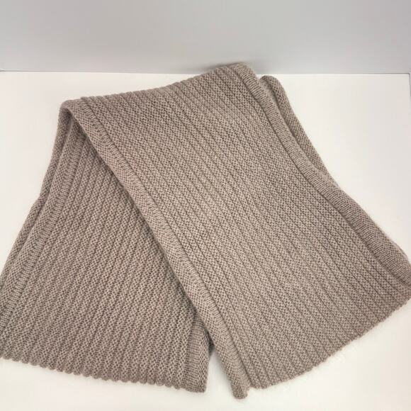 Ribbed Knit Wool Blend Made in Italy Minimalistic Basic Stretch Scarf Gray - Picture 4 of 7